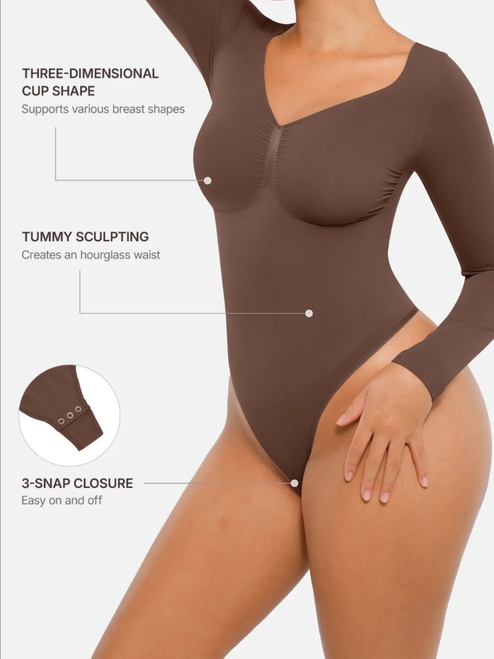 FeelinGirl Brown Shaping Bodysuit NWT Medium | Tummy Control Hourglass Shaper